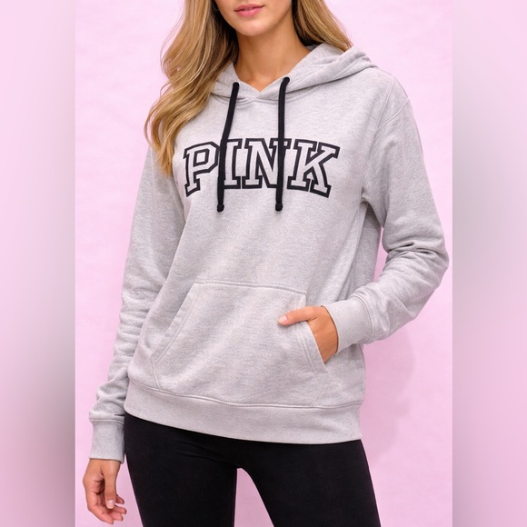 PINK Victoria's Secret Sweaters - PINK Victoria's Secret Light Gray Hoodie